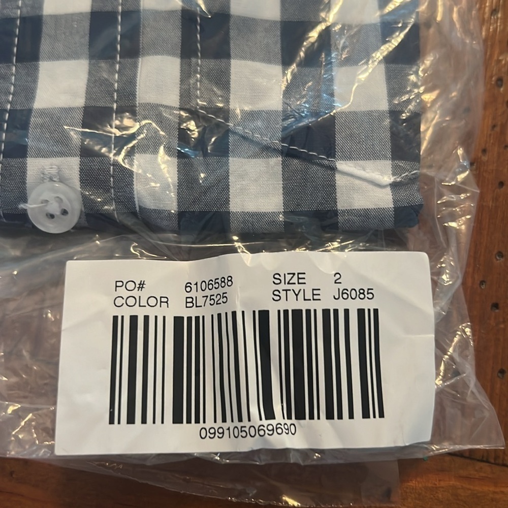 J Crew Button Down Navy Crewcuts Boys Checkered Kids' Navy Long-Sleeve Flex - Picture 2 of 8